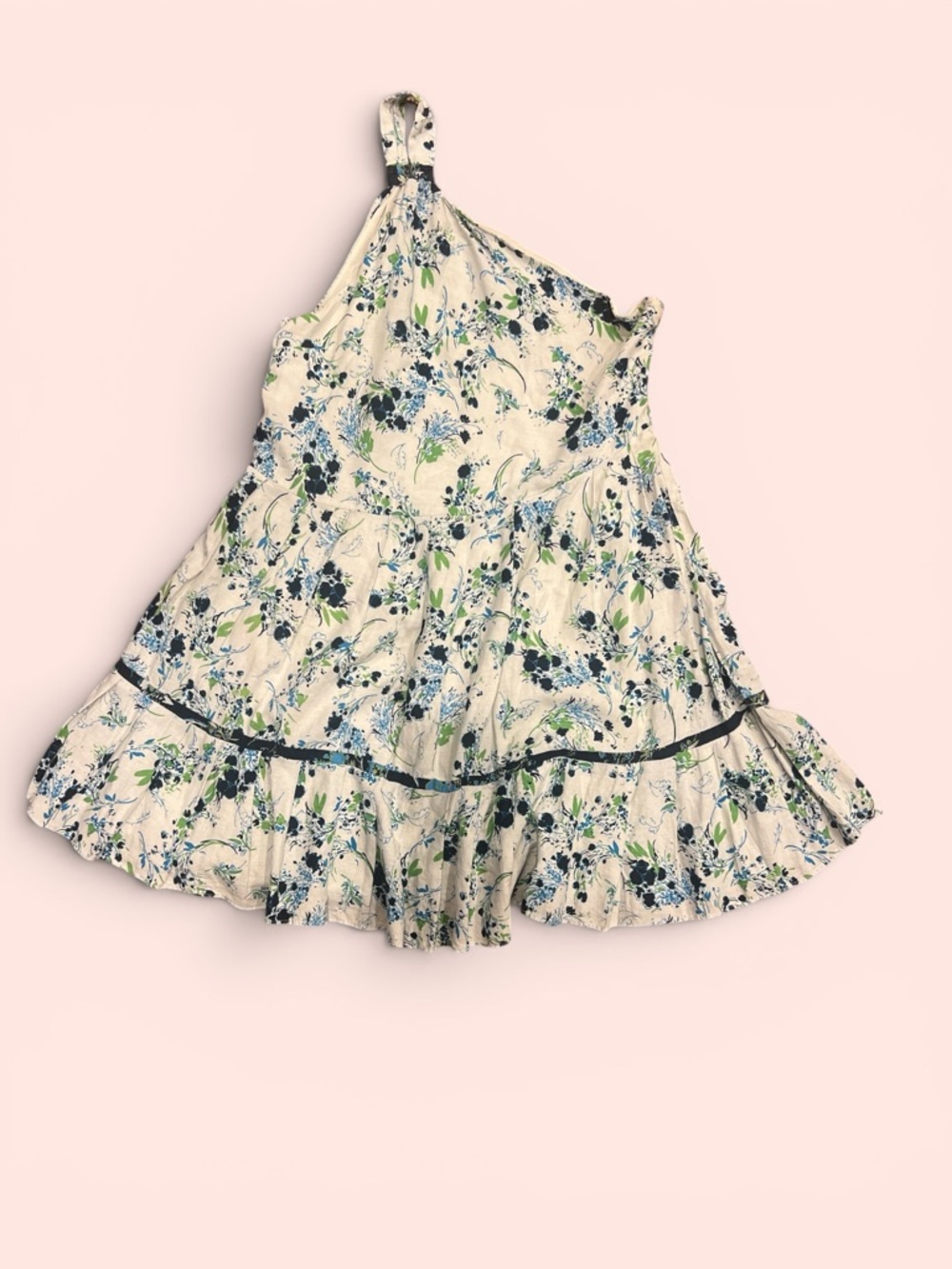 •	Free People All Mine One Shoulder Linen Blend Dress M